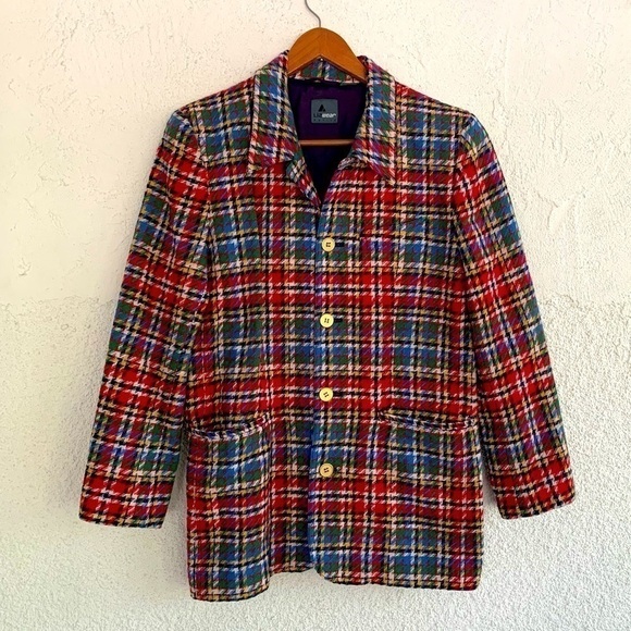 Wool houndstooth holiday structured blazer petite - Picture 13 of 13